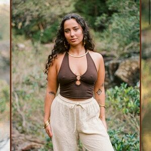 Brown Halter Crop Top